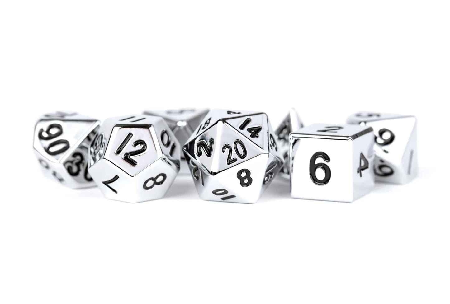 MDG Silver w/ Black Metal Dice 7pc Set image 0