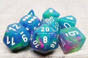 CHX27546 WATERLILY/WHITE 7PC POLY DICE image 1