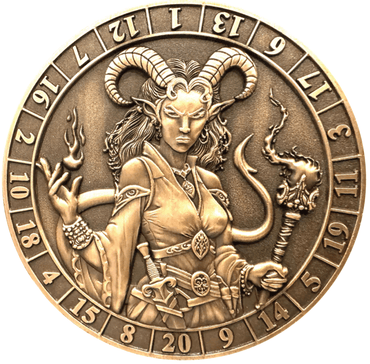 D20 Female Tiefling Warlock Dice Coin image 0