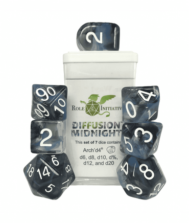 Role 4 Initiative Diffusion Midnight Set of 7 Polyhedral Dice image 0