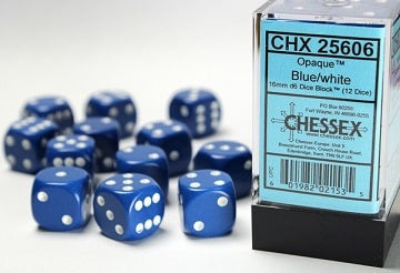 CHX25606 12d6 Blue/White 16mm Dice image 0