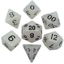 Mini Polyhedral Dice Set: Glow Clear with Black Numbers MD4310 image 0