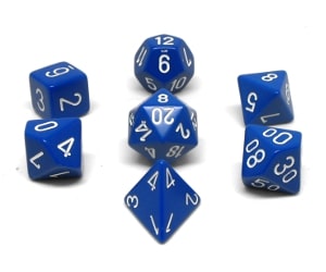 CHX25406 Blue/White Opaque 7PC Polyhedral Dice Set image 0