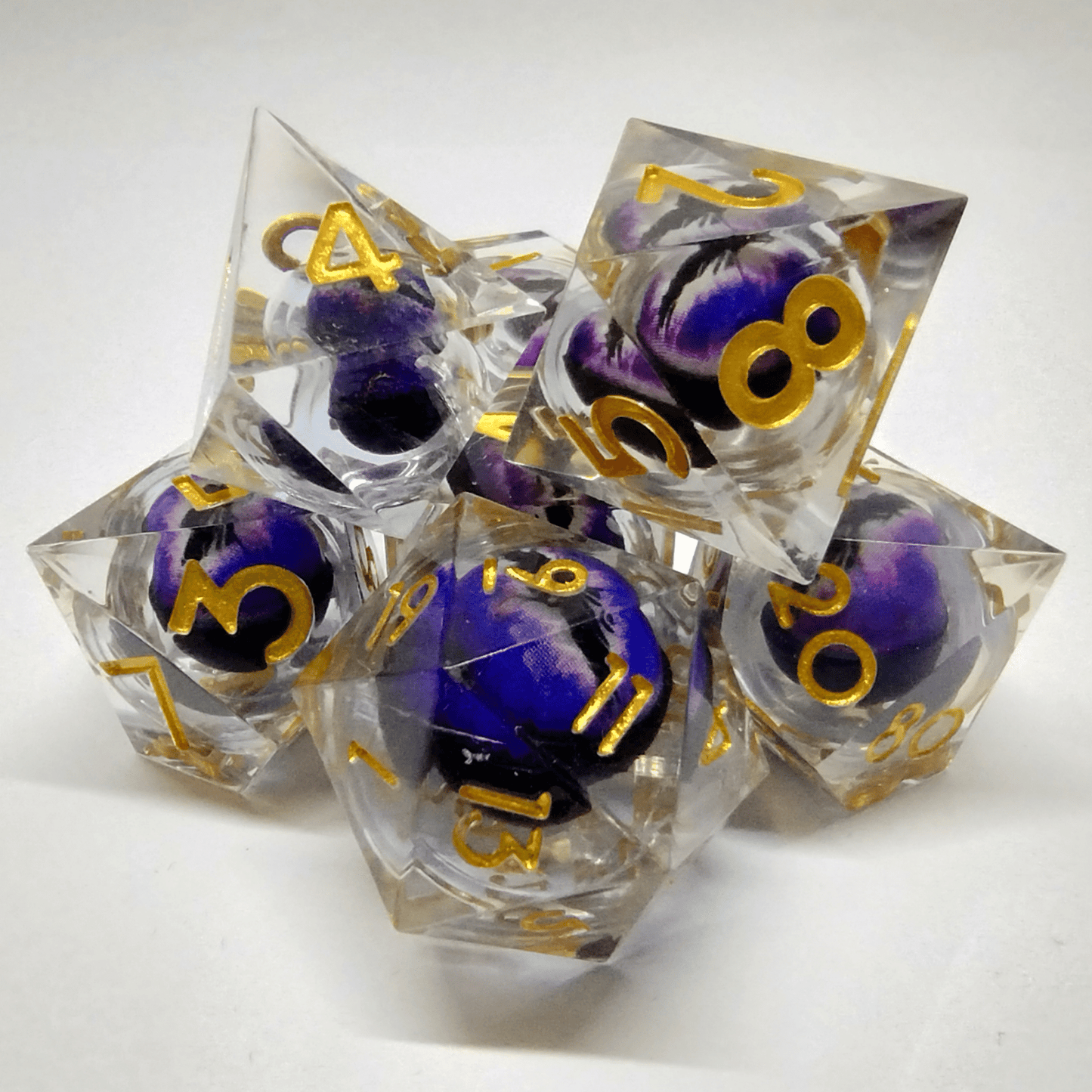 Liquid Core Black Dragon Eye Sharp Edge 7 Piece Dice Set image 0