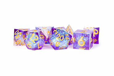 Royal Geode Sharp Edge Resin Dice 7 Piece image 0