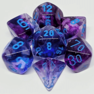 CHX27557 Nebula Luminary Nocturnal w/ blue Polyhedral 7pc dice set image 0
