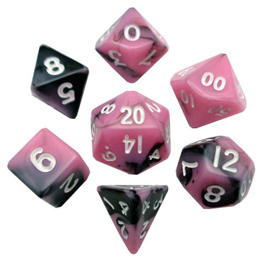 Mini Polyhedral Dice Set: Pink/Black with White Numbers MD473 image 0