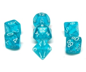 CHX23085 Translucent Teal/White 7PC Polyhedral Dice Set image 0