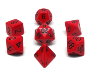 CHX25414 Red/Black Opaque 7PC Polyhedral Dice Set image 0