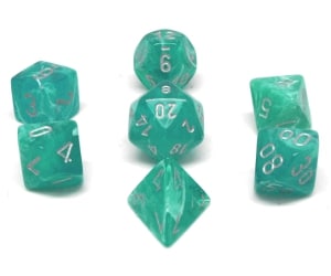 CHX27465 AQUA/SILVER CIRRUS 7PC POLYHEDRAL DICE SET image 0