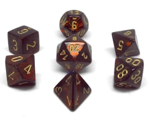 CHX27419 Blue Blood/Gold Scarab 7PC Polyhedral Dice Set image 0