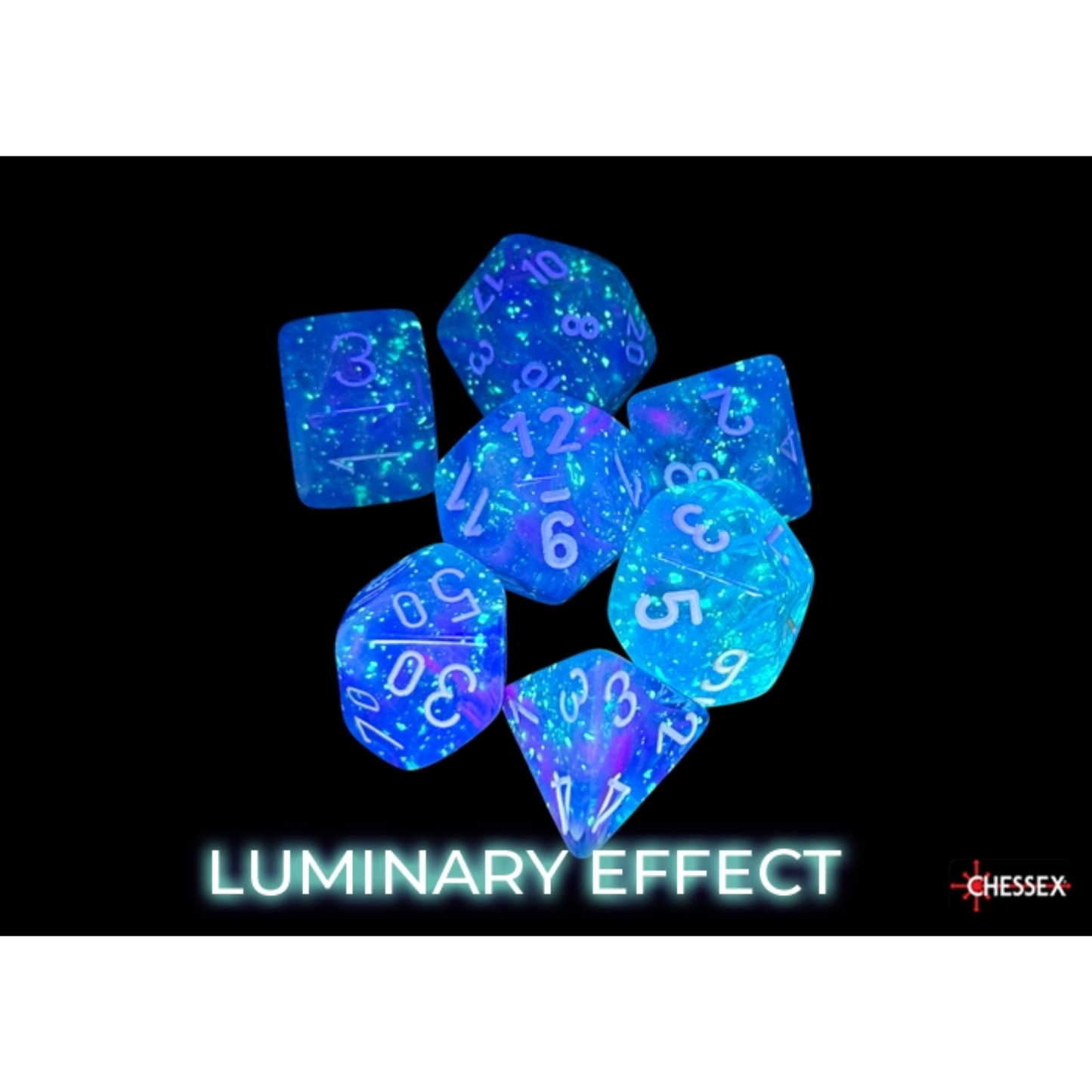 CHX27567 Nebula Aura/White Luminary 7 Piece Polyhedral Dice Set