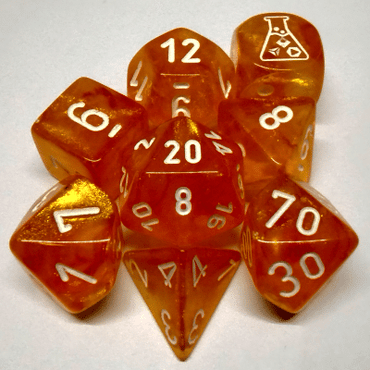 CHX30052 Borealis Luminary Blood Orange/White 7pc Lab Dice image 0