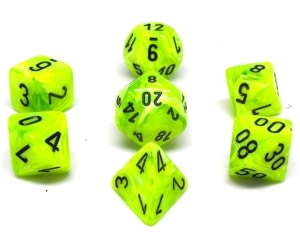 CHX27430 Bright Green/Black 7PC Polyhedral Dice Set image 0