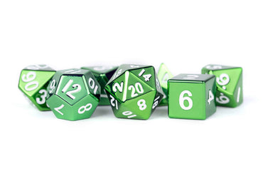 MDG Green w/ White Metal Dice 7pc Set image 0