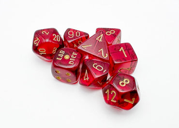 CHX30058 Lab Dice Crimson/Gold Translucent 7pc Set image 0