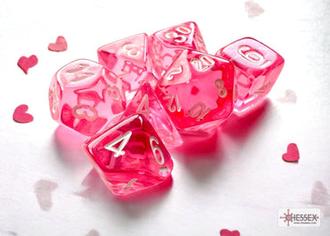 CHX20384 Pink Mini Translucent 7pc Poly Dice Set image 0