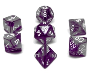 CHX26432 PURPLE STEEL/WHITE GEMINI 7PC POLYHEDRAL DICE SET image 0