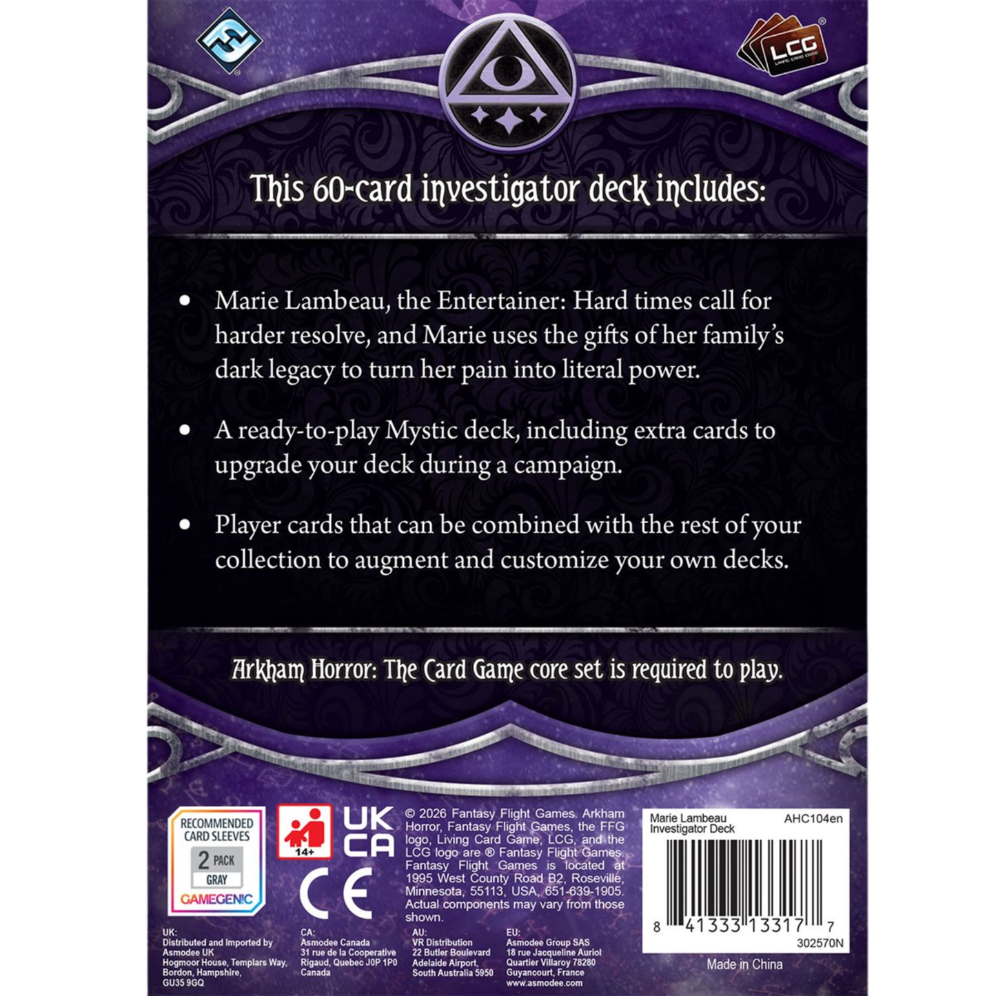 Arkham Horror Marie Lambeau Investigator Deck