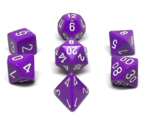 CHX25407 Purple/White Opaque 7PC Polyhedral Dice Set image 0