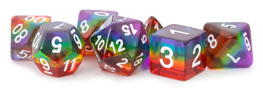 MDG Translucent Rainbow Resin 7 Piece Dice Set image 0