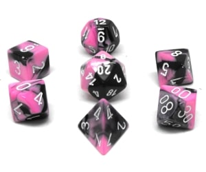 CHX26430 Black Pink/White Gemini 7PC Polyhedral Dice Set image 0
