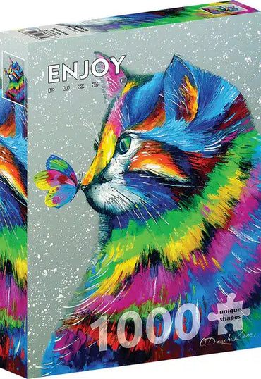 Enjoy Puzzle: Bright Cat and Butterfly image 0