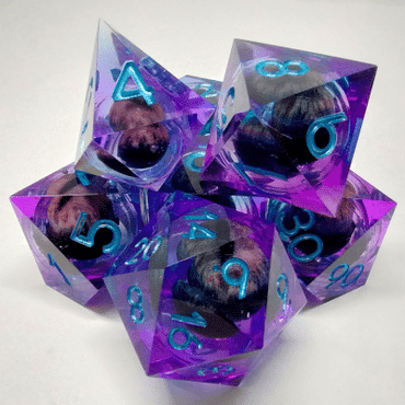 Liquid Core Blue and Purple Dragon Eye 7 Piece Dice Set image 0
