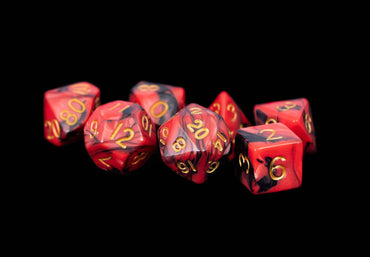 MDG RPG Dice Red/Black with Gold Enamel Acrylic 7 Piece Set image 0