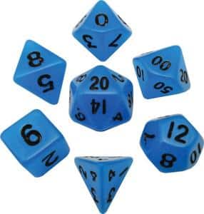 Mini Polyhedral Dice Set: Glow Blue with Black Numbers MD4302 image 0