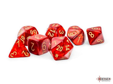 Chessex Mega-Hedral Scarlet Gold 7pc Dice Set image 0