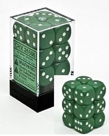 CHX25605 12d6 Green/White 16mm Dice image 0
