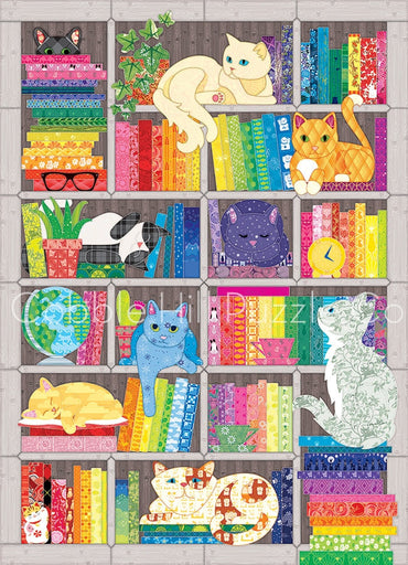 1000pc Cobble Hill puzzle - Rainbow Cat Quilt image 0