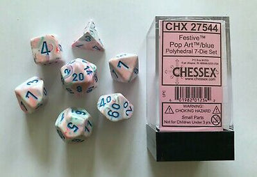 CHX27544 Pop Art Blue 7PC Polyhedral Dice Set image 0