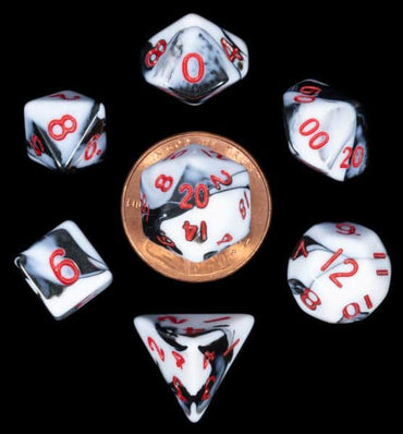 MDG MINI MARBLED BLACK W/ WHITE & RED 7 POLY SET image 0