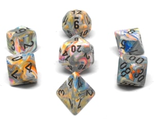 CHX27441 Vibrant/Brown Festive 7PC Polyhedral Dice Set image 0
