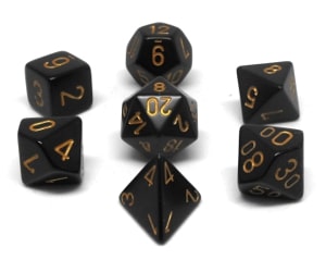 CHX25428 Black/Gold Opaque 7PC Polyhedral Dice Set image 0