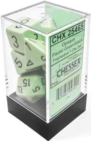 CHX25465 Opaque Pastel Green/Black 7pc Dice image 0