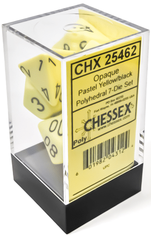 CHX25462 Opaque Pastel Yellow/Black 7pc Dice image 0