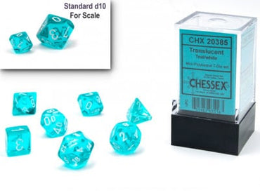 CHX20385 Teal Mini Translucent 7pc Poly Dice Set image 0