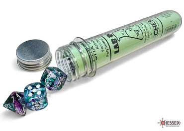 Lab Dice Flourite and White 7 Piece Polyhedral Set With Bonus Die image 0