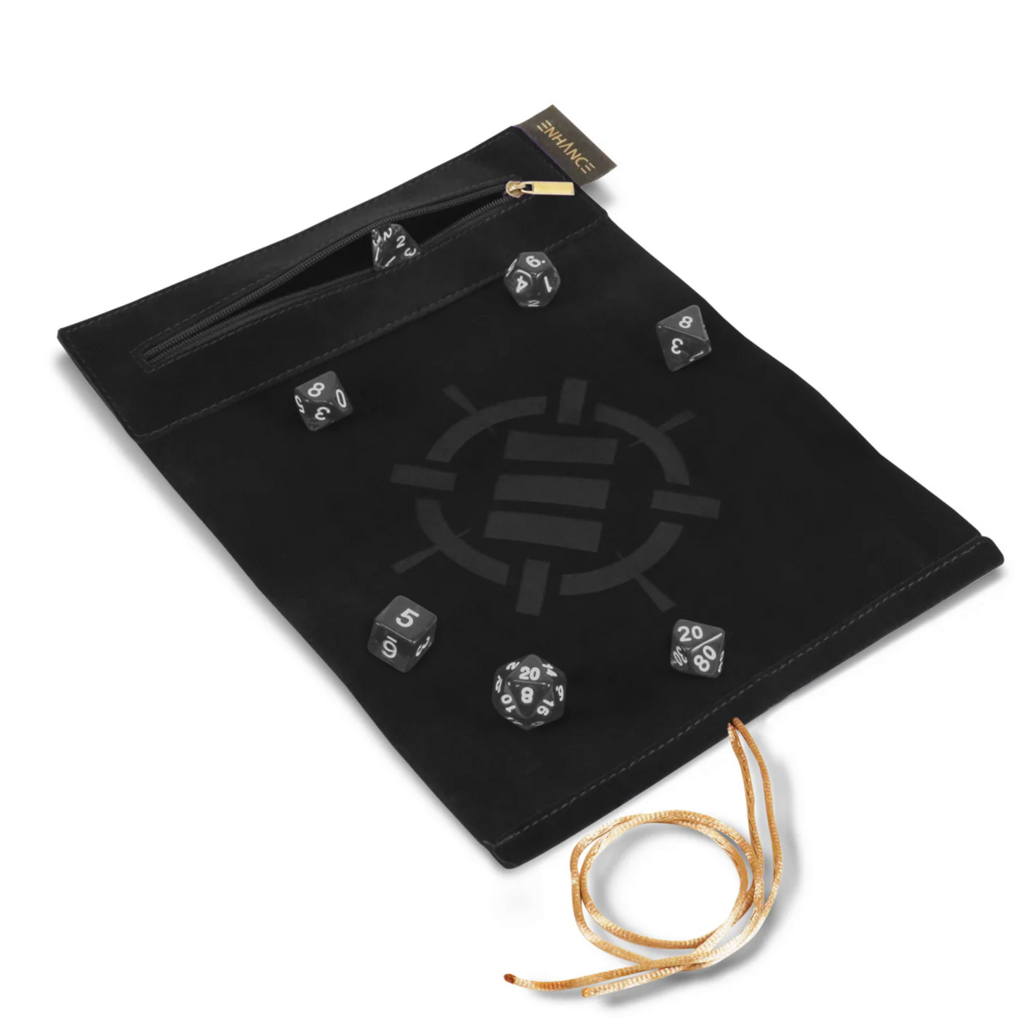 Roll on a scroll black with dice