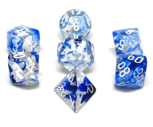 CHX27466 Dark Blue/White Nebula 7PC Polyhedral Dice Set image 0