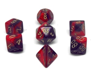 CHX26426 PURPLE RED/GOLD GEMINI 7PC POLYHEDRAL DICE SET image 0