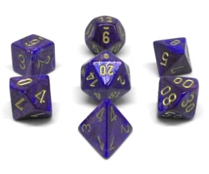 CHX27497 Purple/Gold Lustrous 7PC Polyhedral Dice Set image 0