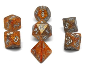 CHX27503 Gold/Silver Glitter 7PC Polyhedral Dice Set image 0