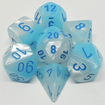 CHX26465 Gemini Pearl Turquoise-White w/Blue Polyhedral 7 Die Set image 0