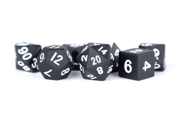 MDG Black w/ White Metal Dice 7pc Set image 0