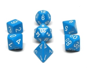 CHX25416 Light Blue/White Opaque 7PC Polyhedral Dice Set image 0