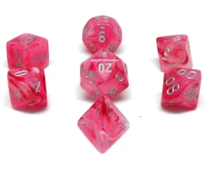 CHX27524 Pink/Silver Ghostly Glow 7PC Polyhedral Dice Set image 0
